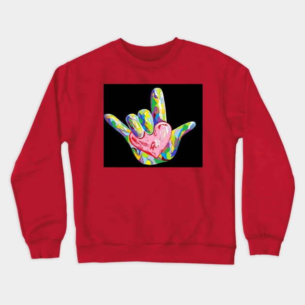 ASL I Heart You Crewneck Sweatshirt by EloiseART